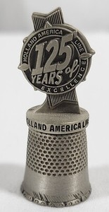 Pewter Holland America Line 125 Yesrs Of Excellence Anniversary Thimble