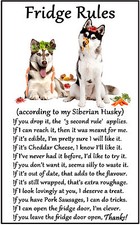 Siberian Husky Dog Gift - Large Fridge Rules flexible Magnet 6" x 4" 