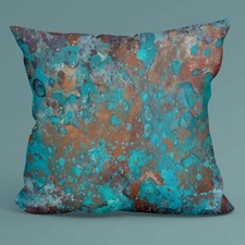 Abstract Pillow Cover, Aqua Decor, Blue Brown Art, Rustic Throw, Modern Sofa