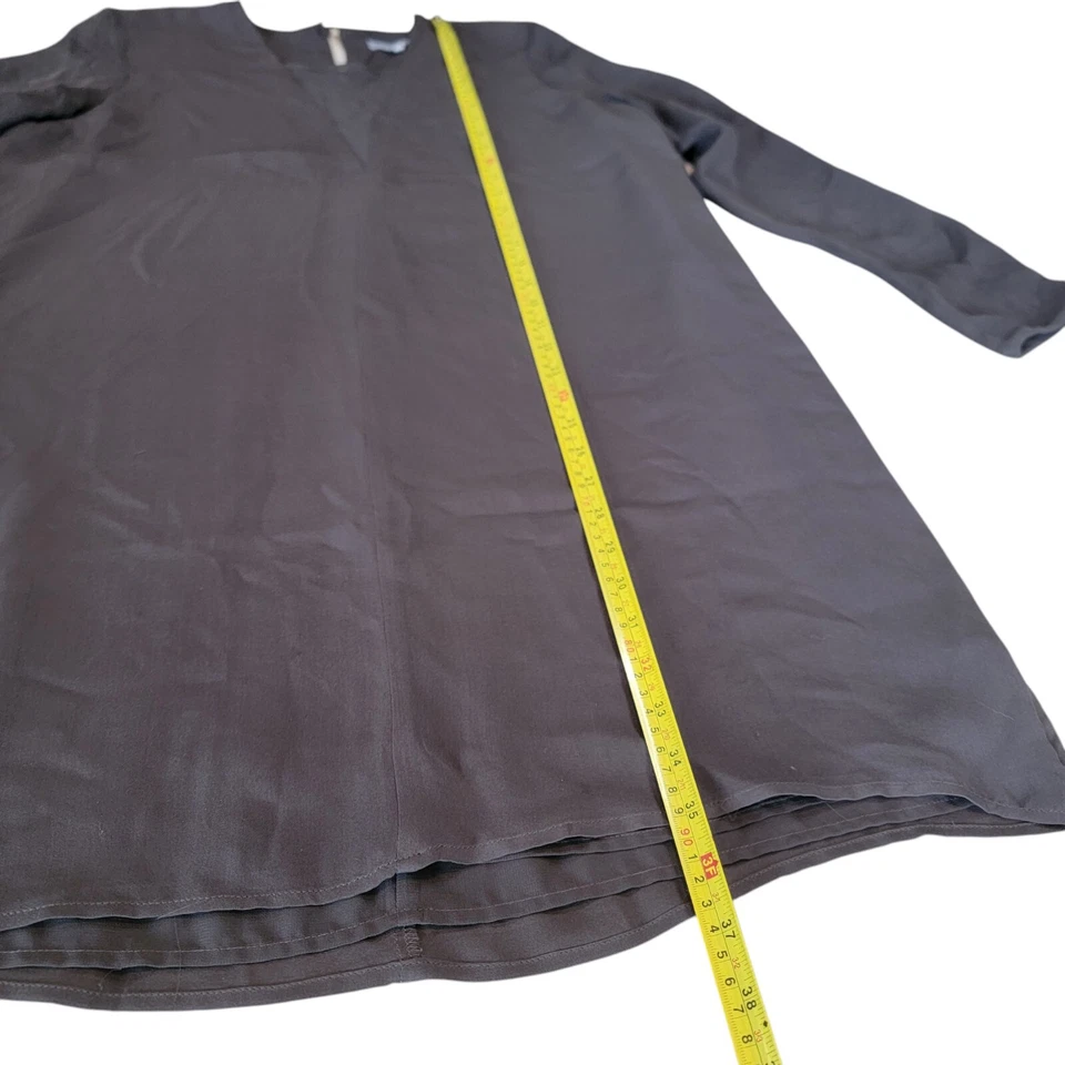 Zoe & Sam Grey Mini Dress Long Sleeves Size Large 100% Silk Foto 4 de 4