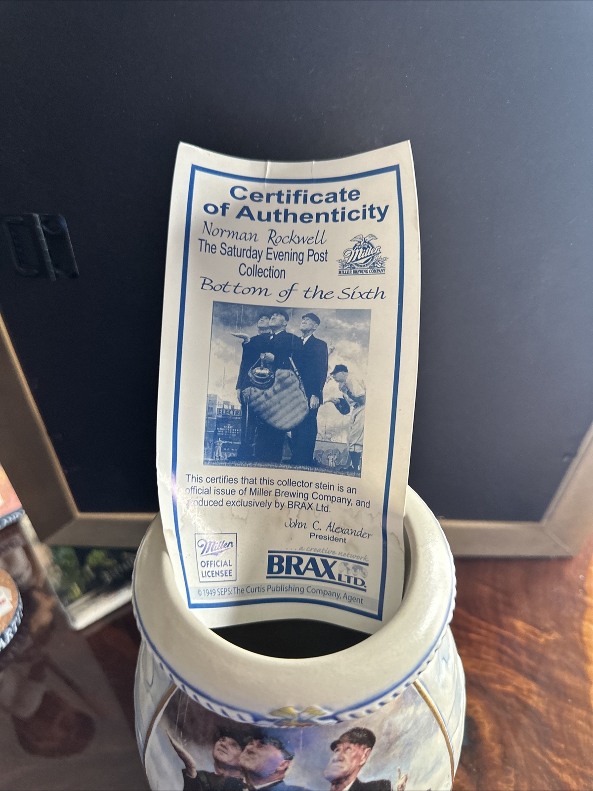 Miller Beer 2001 Norman Rockwell Baseball Bottom Of The Sixth Stein Mug. No Box