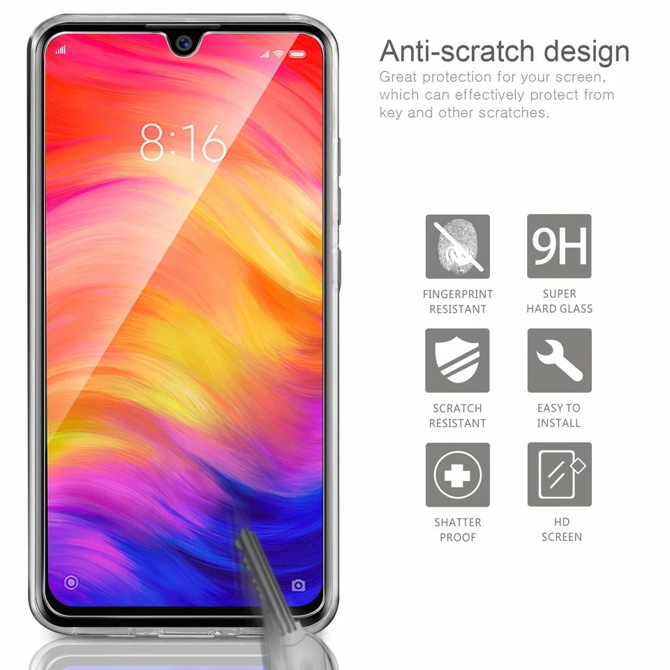 COVER CUSTODIA + PELLICOLA VETRO TEMPERATO PER XIAOMI REDMI NOTE 7 TRASPARENTE  - Immagine 4 di 4
