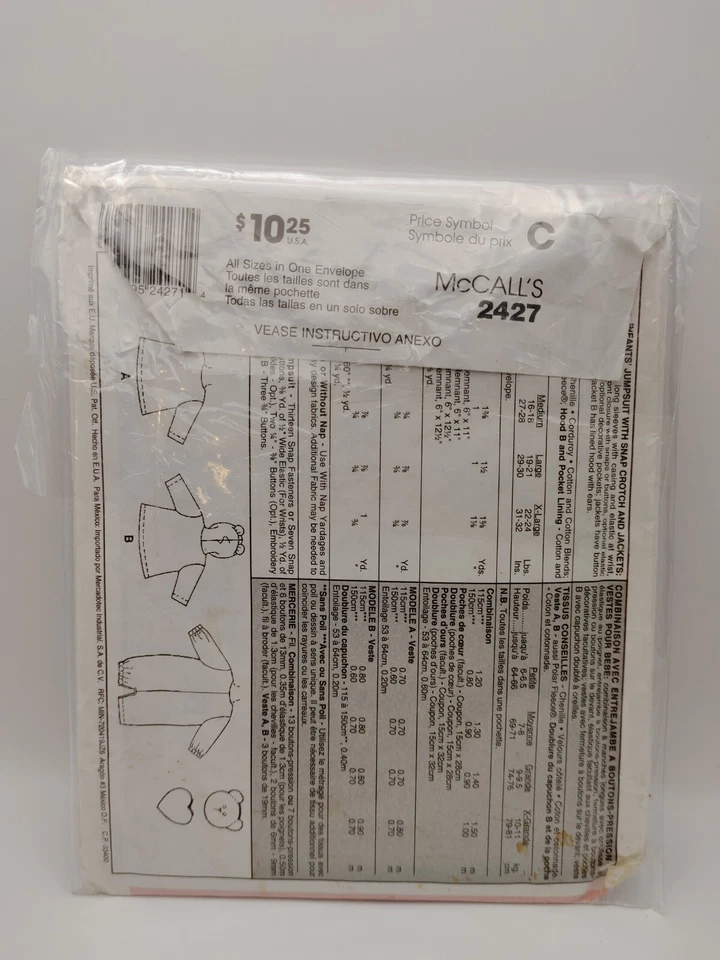 Infants' Jumpsuit with Snap Crotch and Jackets by McCall's 2427 - Image 2 of 2