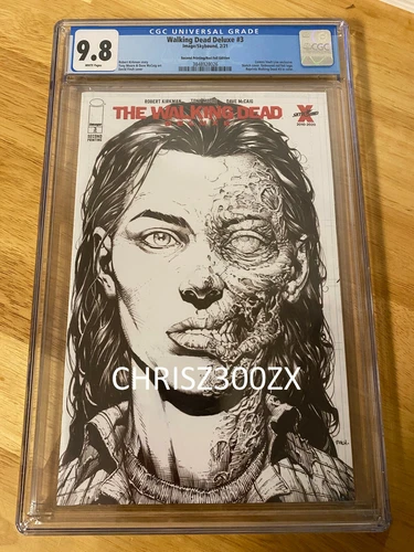 The Walking Dead Deluxe #3 Second Printing B&W with Red Foil Logo CGC 9.8