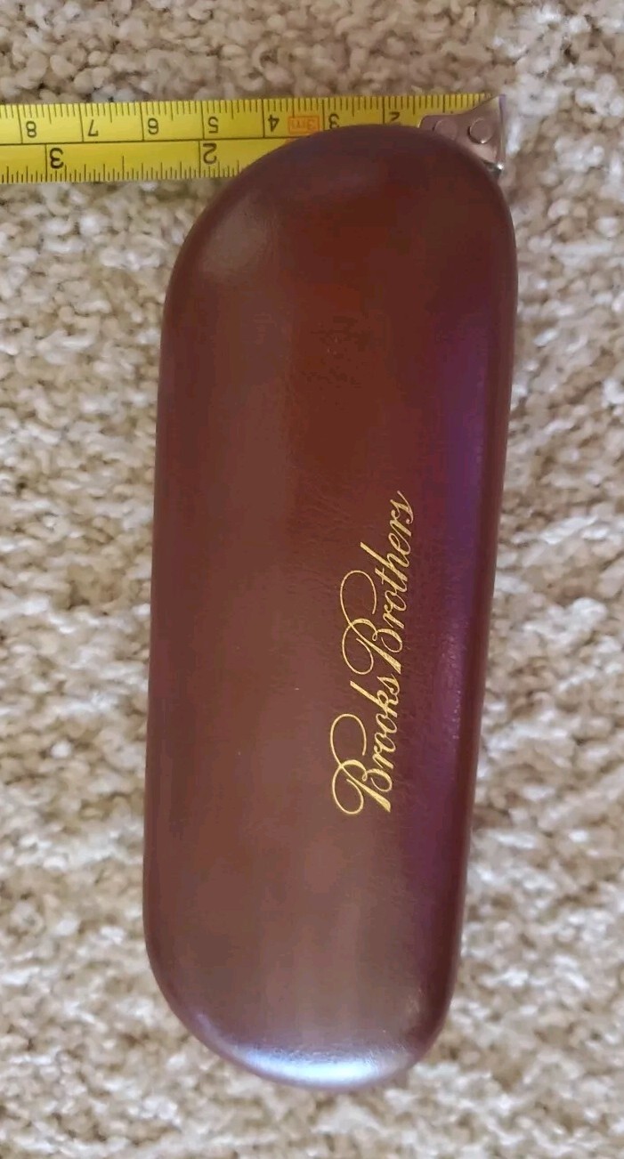 Vtg  BROOKS BROTHERS Eyeglasses Case Brown Hard Clam Shell  thumbnail 9