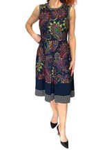 SPORTMAX CODE SLEEVELESS PAISLEY A LINE PLEAT MIDI DRESS SZ 4