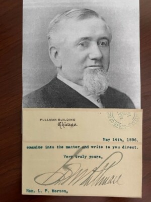 GEORGE M. PULLMAN LETTER SIGNED, RAILROAD SLEEPING CARS, FREEDMEN, INDUSTRIALIST