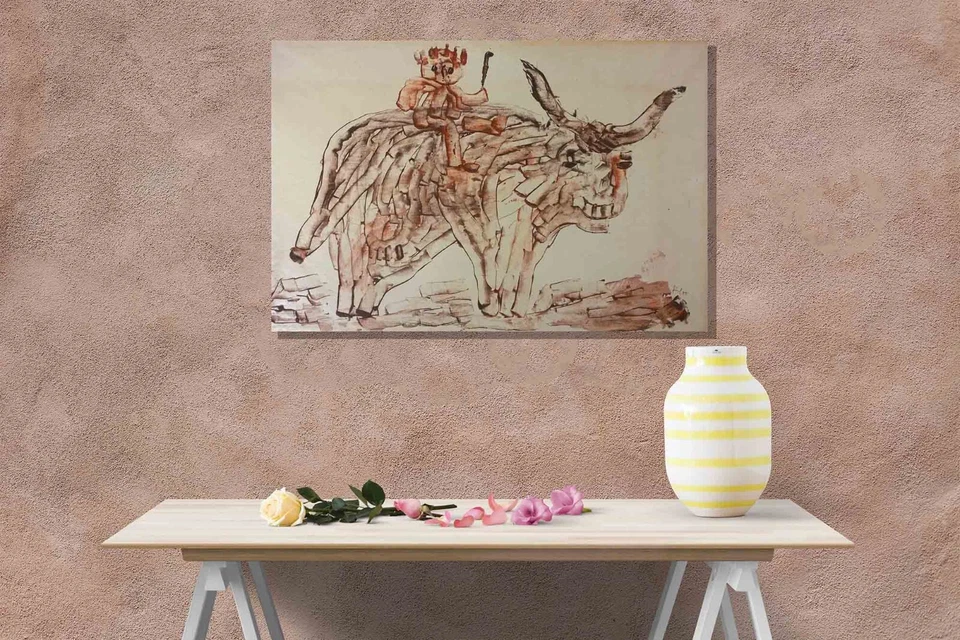 Abstract Man on Bull by Paul Klee Canvas Art Pictures Wall Framed Prints Decor - Image 3 of 4