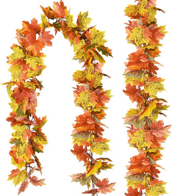 Garland Maple Leaf, 5.9Ft/Piece Hanging Vine Garland Artificial Autumn 2-Pack
