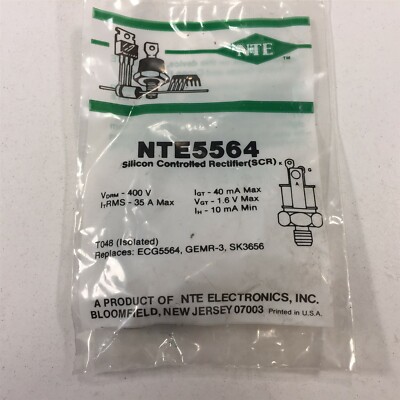 (1) NTE5564 Silicon Controlled Rectifier (SCR) 35 Amp, TO48 Isolated Stud