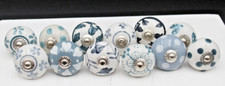 12 Knobs Grey White Cream Rare Hand Painted Ceramic Knobs Cabinet Drawer Pull