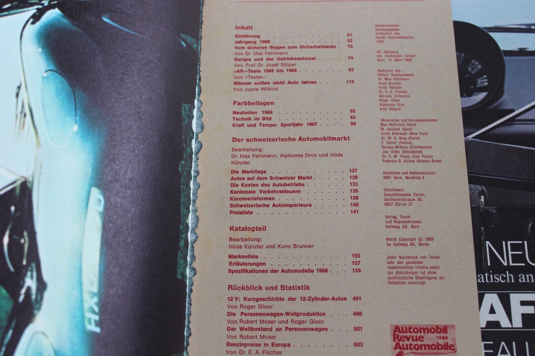 洋書 AutomobIl  Revue  1968 BUCH book Automobil Revue Revue Automobile Oldtimer Katalog