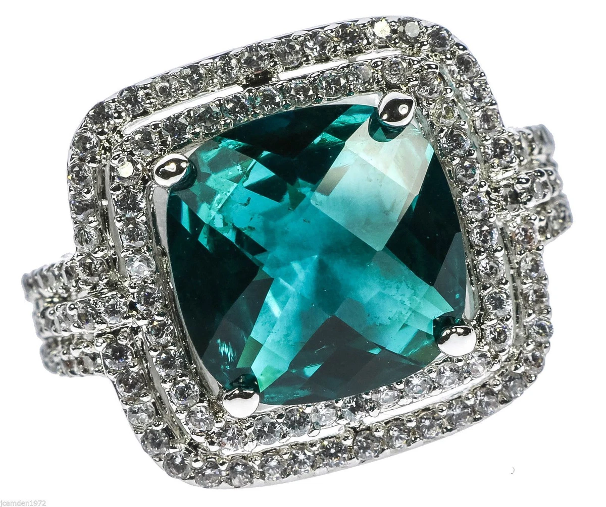 soldadura Etapa prosa Aquamarine Stone March birthstone cz White Gold Overlay Ladies Ring Size 6  | eBay