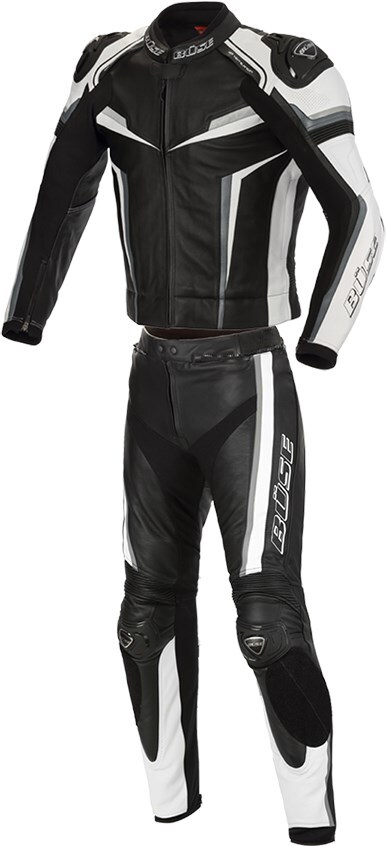 Men's Motorcycle Leather Suit 50 - Büse Mille Sport Two-Piece Black-White