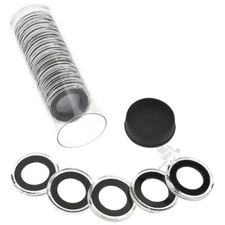 20 Air-Tite 18mm Black Ring US Dime Coin Holders & Black Plug Capsule Tube