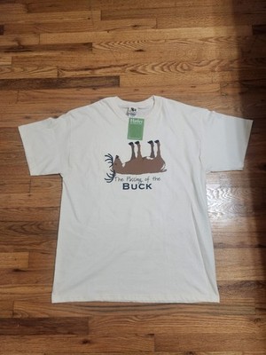 Hatley Canada The Passing of The Buck Mens XL SS Organic Cotton T-Shirt Cream