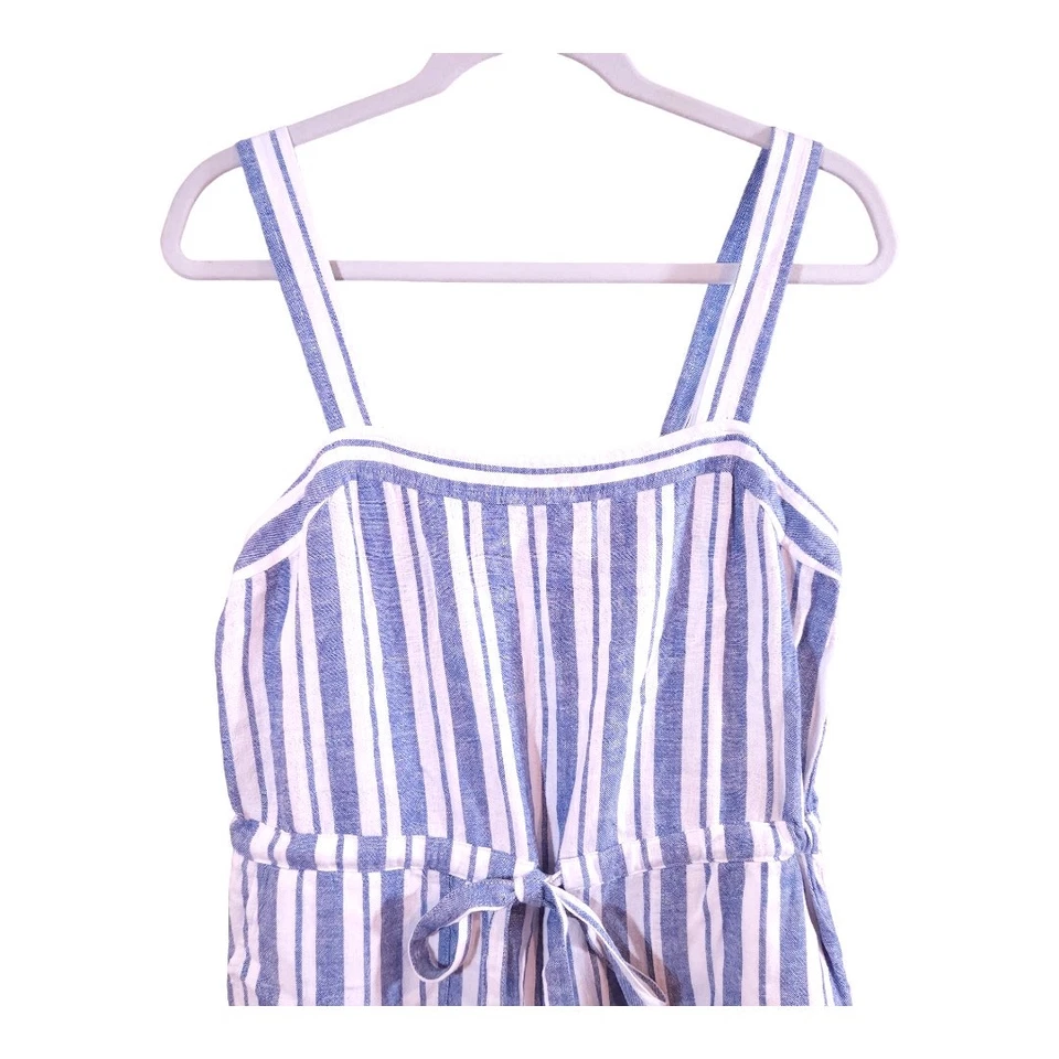 Mameluco delantal sin mangas Gap mezcla de lino a rayas azules y blancas verano para mujer 2 Foto 2 de 4