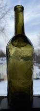 1860s Applied Seal French Cognac Bottle With Crude String Lip Smooth Base