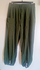 Women  s Green Solid Dress Pants Drawstring Elastic Waist Pockets Poly/Spandex