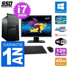 PC Tour Lenovo M91p Ecran 22" Intel i7-2600 RAM 4Go SSD 120Go Windows 10 Wifi
