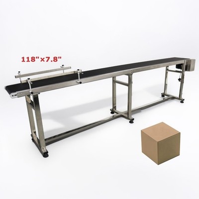 118''×7.8'' Industrial PVC Belt Conveyor with Double Guardrails Transport Machine