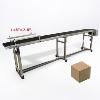 #ad 118quot;×7.8quot; Industrial PVC Belt Conveyor with Double Guardrails Transport Machine $1102.00