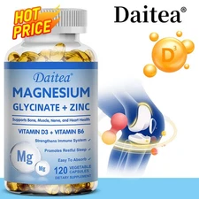 Glycine + Magnesium Vitamin D3 + Vitamin B6 - Muscle +Bone+Cardiovascular Health