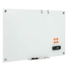 36 x 24 Inches Glass Whiteboard w/Eraser, Removable Tray, 2 Markers, 4 Magnets