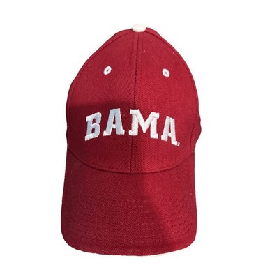 Signature BAMA / ROLL TIDE Alabama Red Cap Hat White Letters (Hook & Loop Strap)