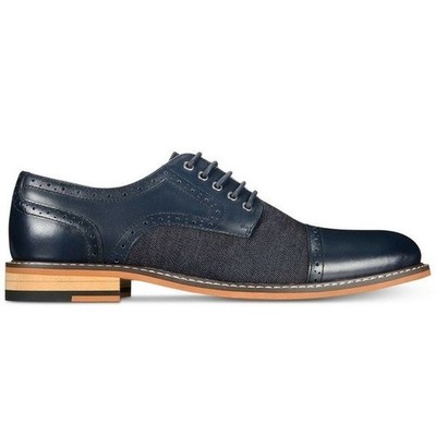 Bar III Men's Parker Leather Cap Toe Derby Shoes Dark Navy Dress $120 MSRP