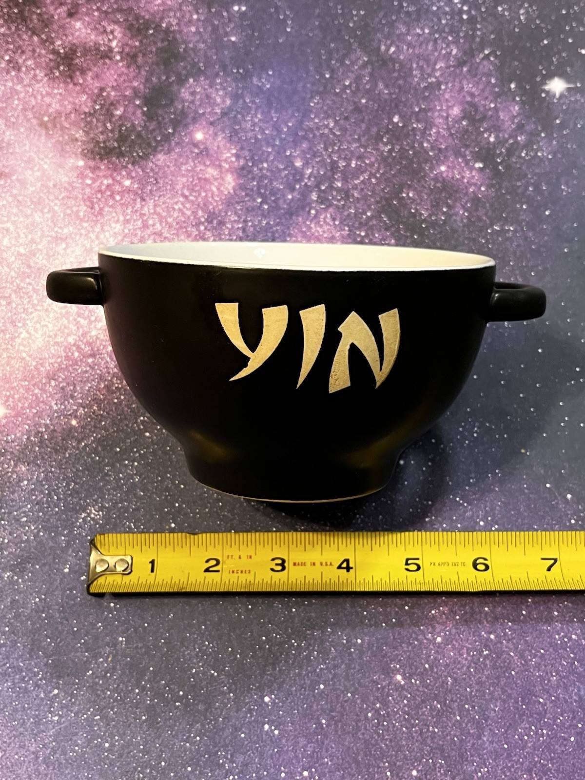 Yin Yang Noodle Soup Bowl Asian Inspired Ceramic Mug Cup Chinese Japanese Pottery
