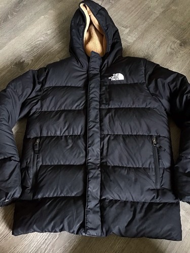 The North Face 600 Fill Down Puffer Coat Boys XL 14/16 Black Hooded Warmth