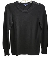 Gap Luxe Pullover Sweater Women's Small Black Angora Blend W/ Shoulder Buttons