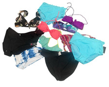 Lot of 12 Women's Swimsuits Tops Bottoms Wholesale Bundle Bikinis Plus Reg