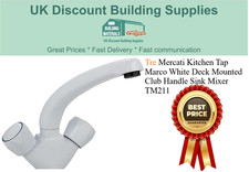 Tre Mercati Kitchen Tap Marco White Deck Mounted Club Handle Sink Mixer TM211