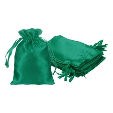 12Pcs 4.3" x 3.1" Satin Drawstring Favor Bags Satin Gift Bag, Green