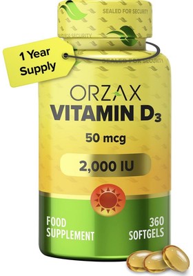 ( 2) Orzax Vitamin D3 2000 iu (125 mcg)720 Ct Exp 07/28