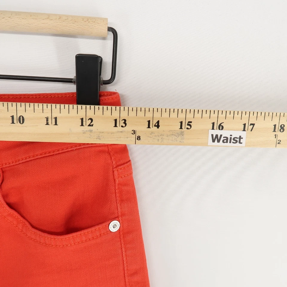 Pantalones de mezclilla para mujer 7 For All Mankind 26 rojo naranja tiro alto pierna ancha dobladillo crudo recortado Foto 4 de 4
