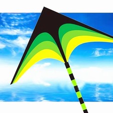 Large Rainbow Delta Kite 5m Tail Kids Adults Outdoor Flying Kite Nylon