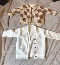 Next Baby Jacket pack of 2 in very good condition 0-3 Month White & Beigh Brown