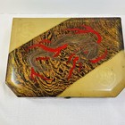 Vintage Laquered Wooden Box Asian Style No Key Dragon Motif 24x18cm