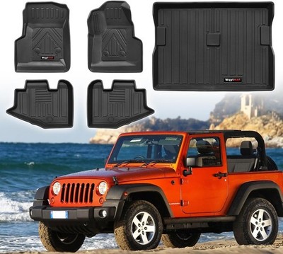 Floor Mats and Cargo Liner for 1997-2006 Jeep Wrangler TJ/LJ Set-All Weather TPE