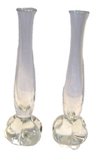 2 Unbranded Clear Glass Four Toed Small 6" Bud Vases