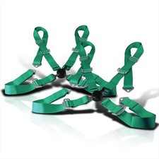 Universal 2X Verde 4 Puntos Bloqueo de Leva Carreras Cinturón Arnés Nylon Correa Par