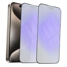 2 Pack Anti-Glare Blue Light Blocking Screen Protector for iPhone 15 Pro Max,