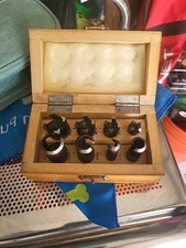 8 pc Plug & Chamfer Wood Cutter Tool Set Straight & Tapered Taper Drill Bit Set 