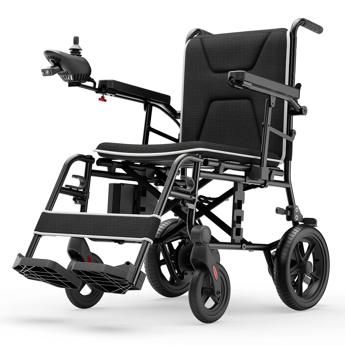 Ephesus E9 Folding Electric Wheelchair For Adults With 15.5 Miles Long Range, Reclining Seat And Removable Battery Jet Black