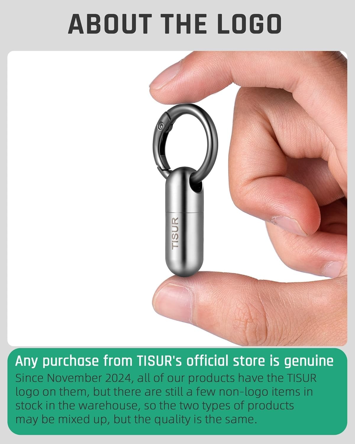 TISUR Micro Keychain Pill Holder, Titanium Case Waterproof Tiny 