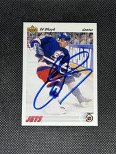 Ed Eddie Olczyk 1991-92 Upper Deck Winnipeg Jets Signed Auto Card #387 ~ COA