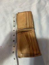 Hand Crafted Tan Genuine Leather Bifold Wallet Zipper Pocket ID Window Vintage